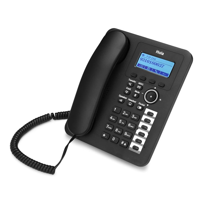 HOLA هاتف SIP T12 ثنائي SIP، PoE، 6 ذاكرة لمسة واحدة، هاتف مكبر صوت عالي الدقة مصنوع في الهند - Image 2