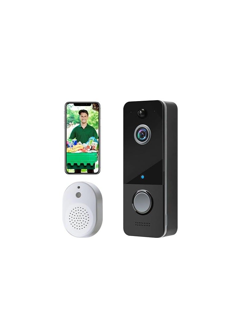 Wireless Video Doorbell Camera with Chime, Smart 1080P HD Doorbell Motion Detector, Night Vision, Two-Way Audio, IP65 Waterproof Flashing Doorbell Support Cloud Storage, Black - Image 1