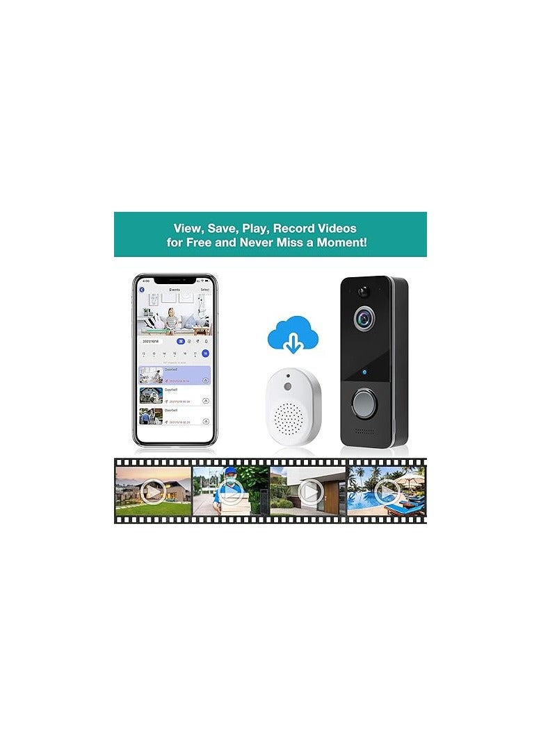 Wireless Video Doorbell Camera with Chime, Smart 1080P HD Doorbell Motion Detector, Night Vision, Two-Way Audio, IP65 Waterproof Flashing Doorbell Support Cloud Storage, Black - Image 5