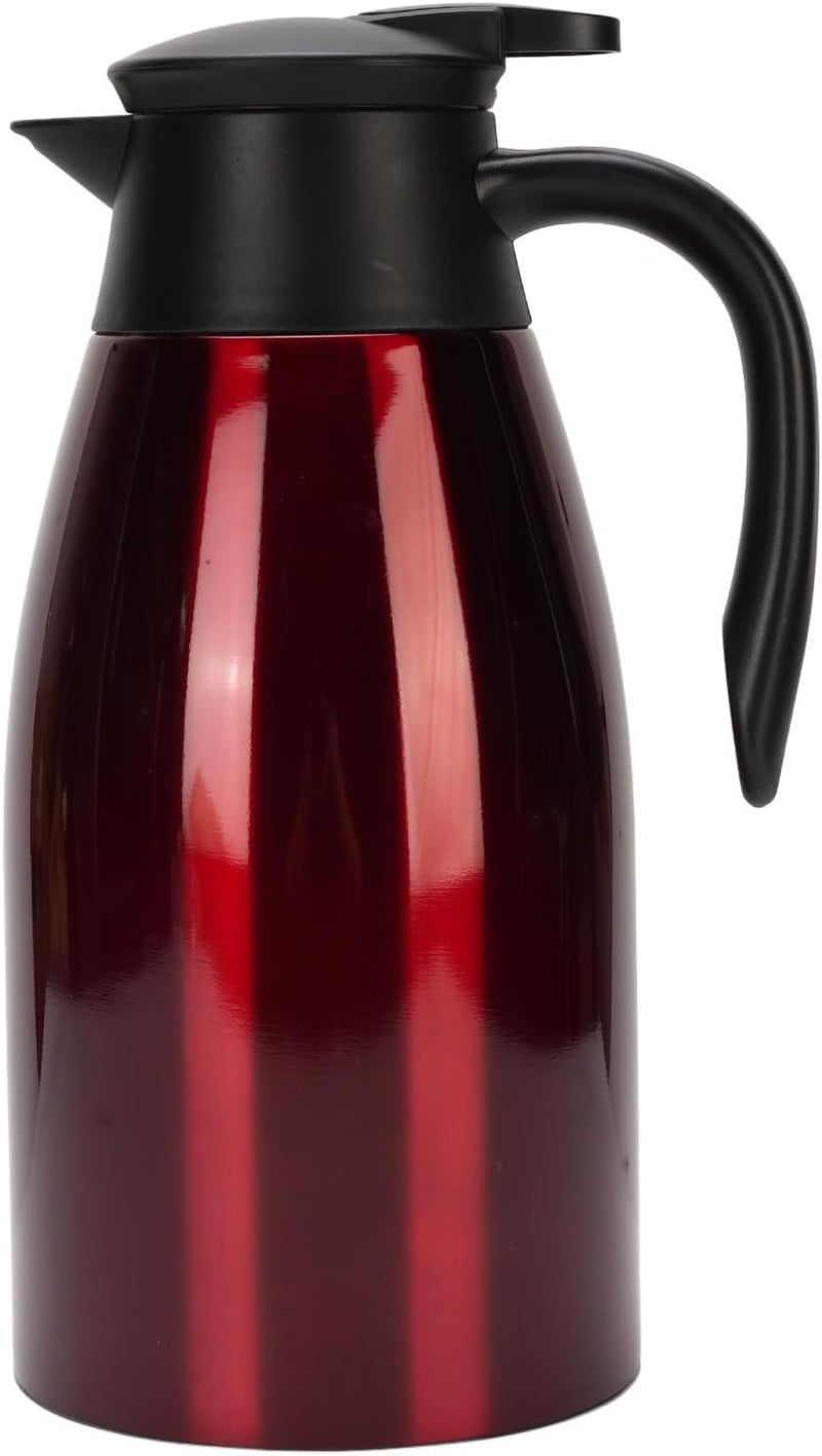 Thermal Coffee Carafe 68oz / 2L for Keeping Hot, 12 Hours Hot Beverage Dispenser, Insulated Stainless Steel Carafe for Hot Liquids Dispenser for Parties, Red - Image 1