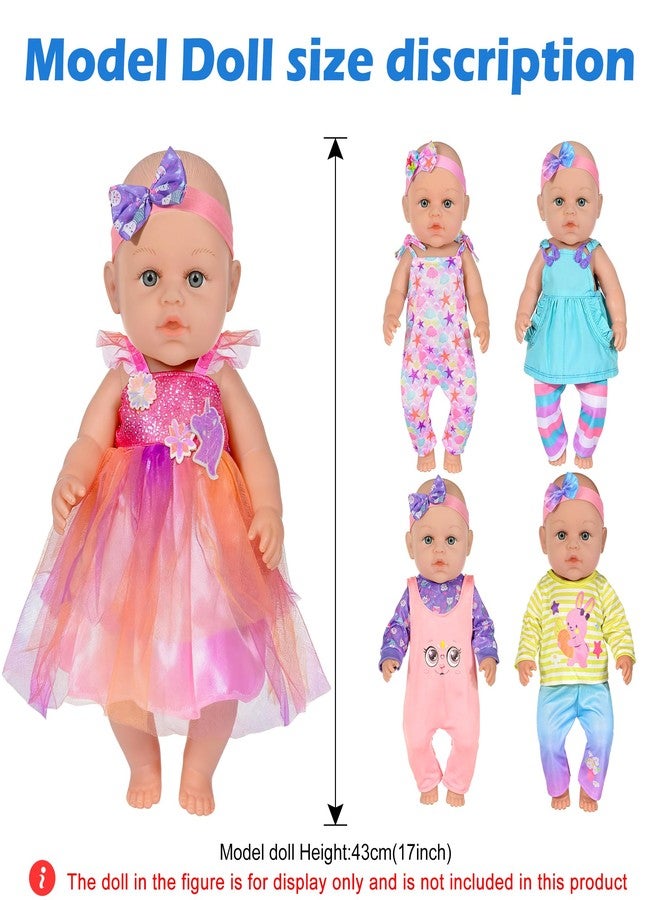 ebuddy 5-Pack Baby Doll Clothes for 15-17 Inch Dolls, Cute Fashion Doll Clothing Set with Matching Headbands, Fits 15" 16" 17" Reborn Baby Dolls, Newborn Baby Dolls, Gift for Kids Girls (Doll Not Included) - Image 3