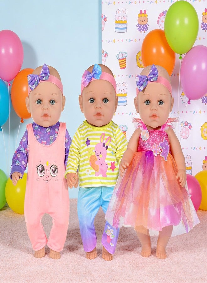 ebuddy 5-Pack Baby Doll Clothes for 15-17 Inch Dolls, Cute Fashion Doll Clothing Set with Matching Headbands, Fits 15" 16" 17" Reborn Baby Dolls, Newborn Baby Dolls, Gift for Kids Girls (Doll Not Included) - Image 4