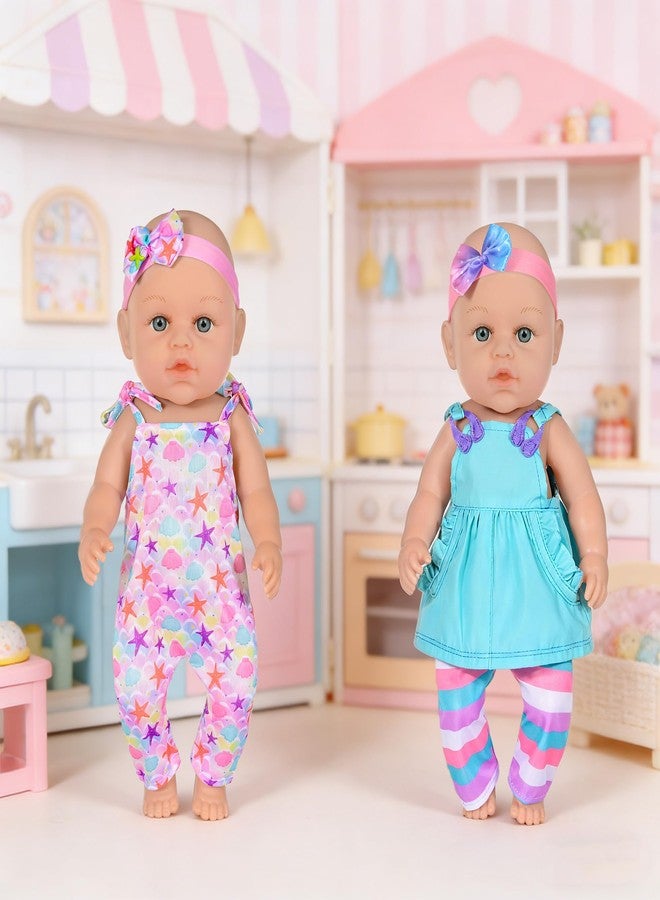 ebuddy 5-Pack Baby Doll Clothes for 15-17 Inch Dolls, Cute Fashion Doll Clothing Set with Matching Headbands, Fits 15" 16" 17" Reborn Baby Dolls, Newborn Baby Dolls, Gift for Kids Girls (Doll Not Included) - Image 5