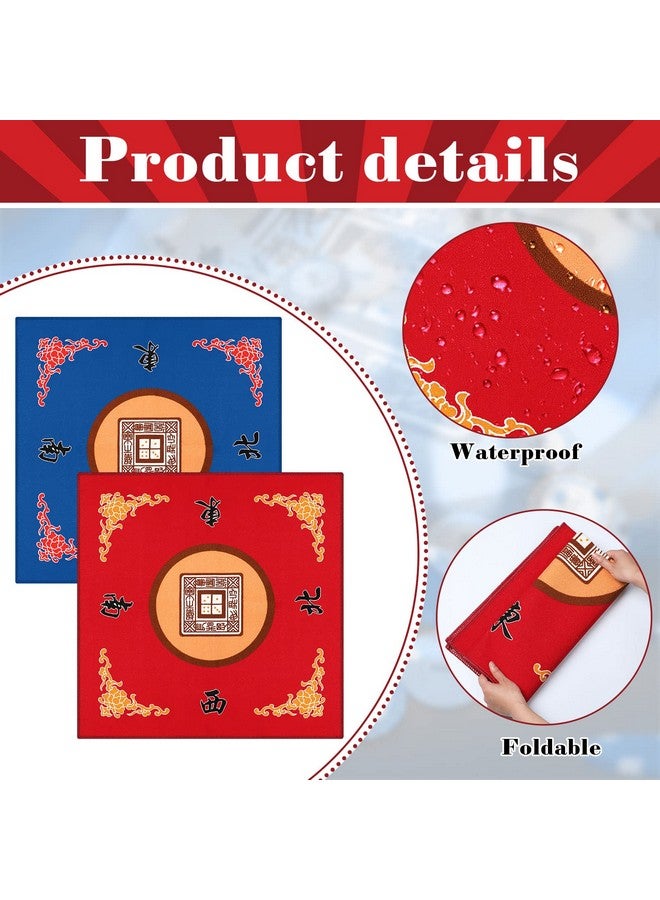 Panelee 2 Pcs Universal Mahjong Mat Mahjong Table Cover Slip Resistant Mat Table Reduction Mahjong Pad For Game 30.7 X 30.7 Inches (Blue Red) - Image 4