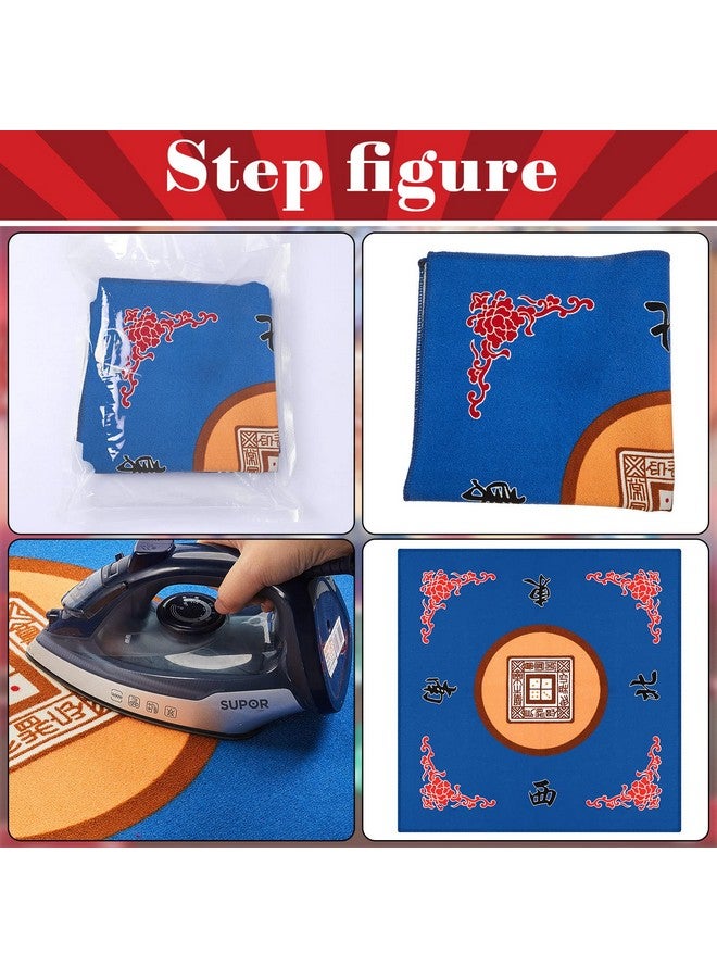 Panelee 2 Pcs Universal Mahjong Mat Mahjong Table Cover Slip Resistant Mat Table Reduction Mahjong Pad For Game 30.7 X 30.7 Inches (Blue Red) - Image 5