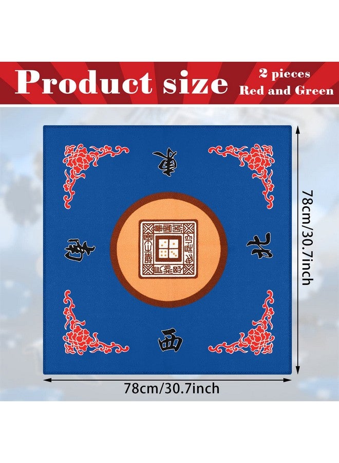 Panelee 2 Pcs Universal Mahjong Mat Mahjong Table Cover Slip Resistant Mat Table Reduction Mahjong Pad For Game 30.7 X 30.7 Inches (Blue Red) - Image 3
