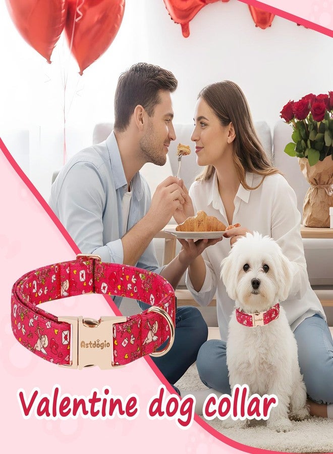 Astdogio Valentine's Day Cotton Dog Collar, Cute Dog Collars with Heart, Cupid & Rose，Adjustable Pet Collar for Small, Medium, and Large Dogs, Ideal for Puppy Girl Boy Female Male Dogs Gifts-S - Image 2