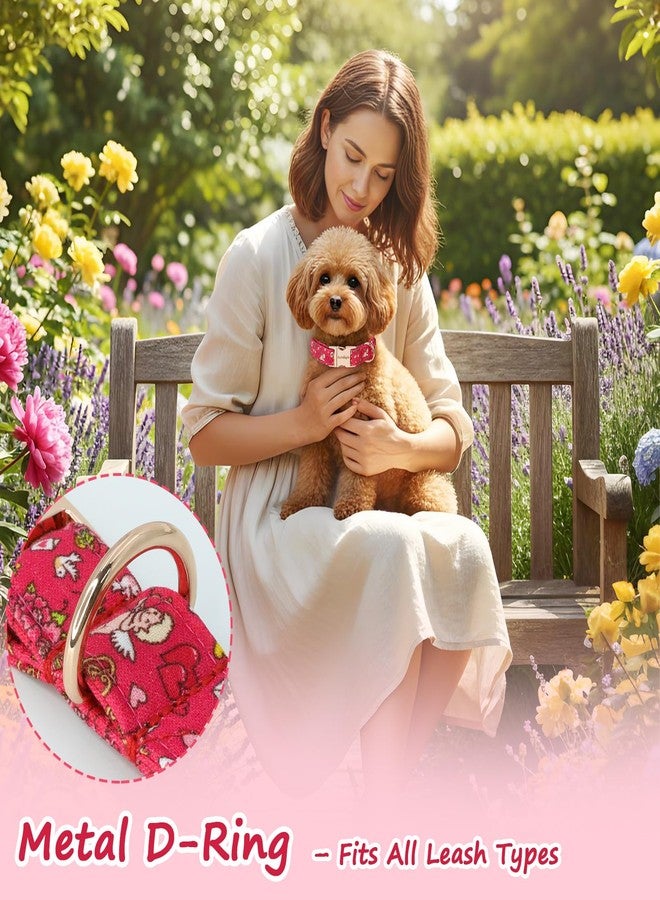 Astdogio Valentine's Day Cotton Dog Collar, Cute Dog Collars with Heart, Cupid & Rose，Adjustable Pet Collar for Small, Medium, and Large Dogs, Ideal for Puppy Girl Boy Female Male Dogs Gifts-S - Image 3