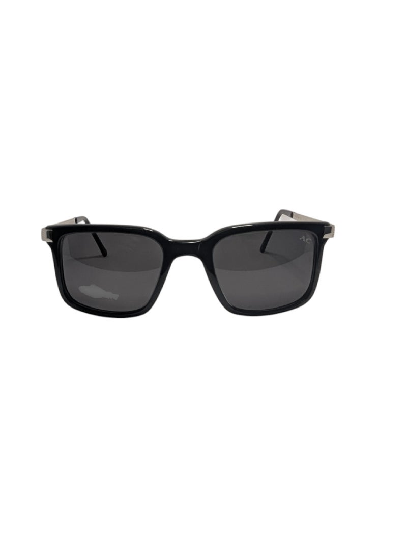 Armando Cavelli - Authentic Armando Cavelli sunglasses, crafted from carefully selected premium acetate for a luxurious look and longevity with extensive use. This model combines modernity and classic style, with a raw black acetate front and silver -plated metal temples to complete your luxury look. Comes with premium polymer lenses offer UV400 protection in a dark green (G15) - Image 1