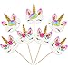 Coopache 48 Pieces Rainbow Unicorn Cupcake Toppers Cupcake Picks Cake Decorations Double Sided Unicorn Cake Topper Set Birthday Baby Shower Party Supplies - Image 3