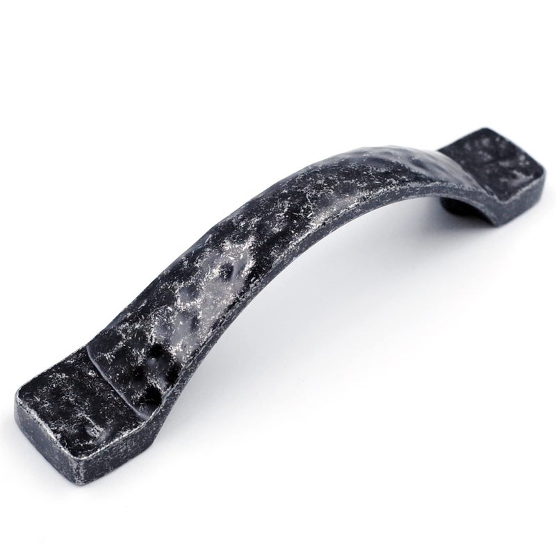 Jetland Arched Hammered Cabinet Pulls 6Pack Iron Scratches 3 Hole Centers Rustic Solid Cast Handle Pulls for Dresser Nightstand Furniture HT0611AS76