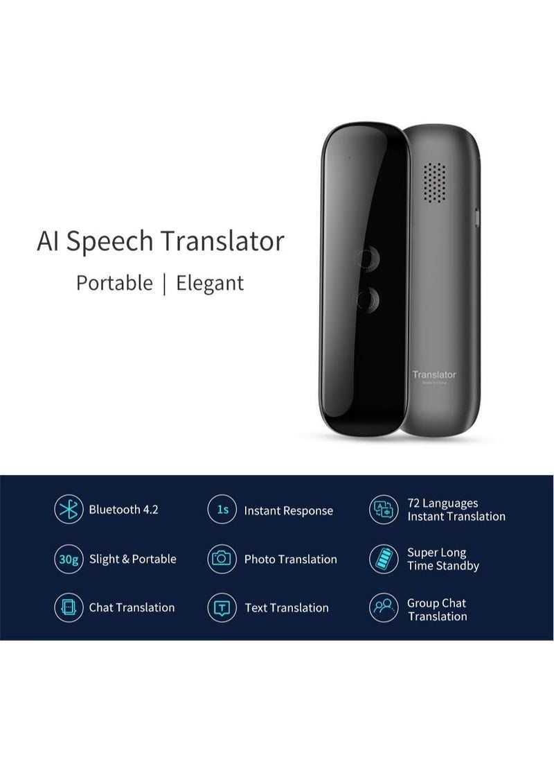 Language Voice Translator Device Real Time 2-Way Translations Supporting 72 Languages for Travelling Learning Shopping Business Chat Recording Translations