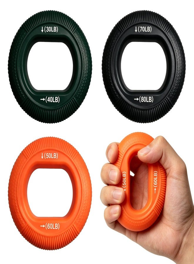 LYMXsd Grip Strength Trainer (30-80lbs) - 6 Resistance Levels, 3PCS Silicone Hand Grip Strengthener Rings for Rock Climbing, Athletes, Finger Workout & Stress Relief - Double Force Design - Image 1