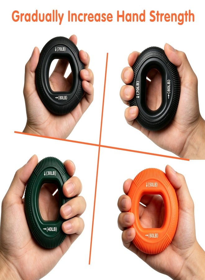 LYMXsd Grip Strength Trainer (30-80lbs) - 6 Resistance Levels, 3PCS Silicone Hand Grip Strengthener Rings for Rock Climbing, Athletes, Finger Workout & Stress Relief - Double Force Design - Image 3