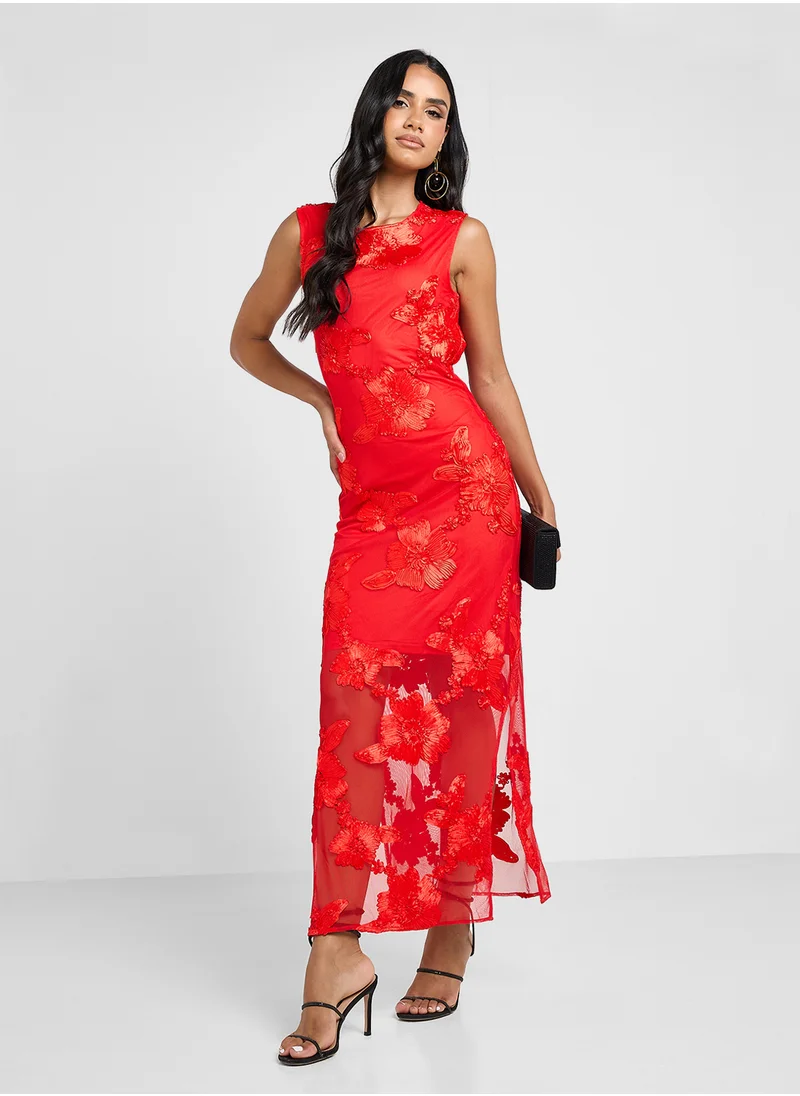ياس Mesh Detailed Dress
