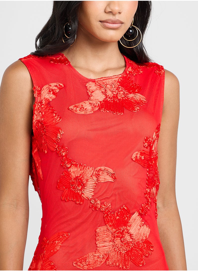 YAS - Mesh Detailed Dress - Image 1