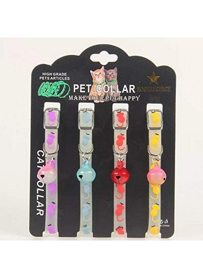 Generic - Reflective Radium Cat Collar With Adjustable Safety Buckle Collar And Bells For Puppy/Kitten | Cat Radium Collar Belt (Color As Per Availability) - Pack Of 3 Pcs - Image 1