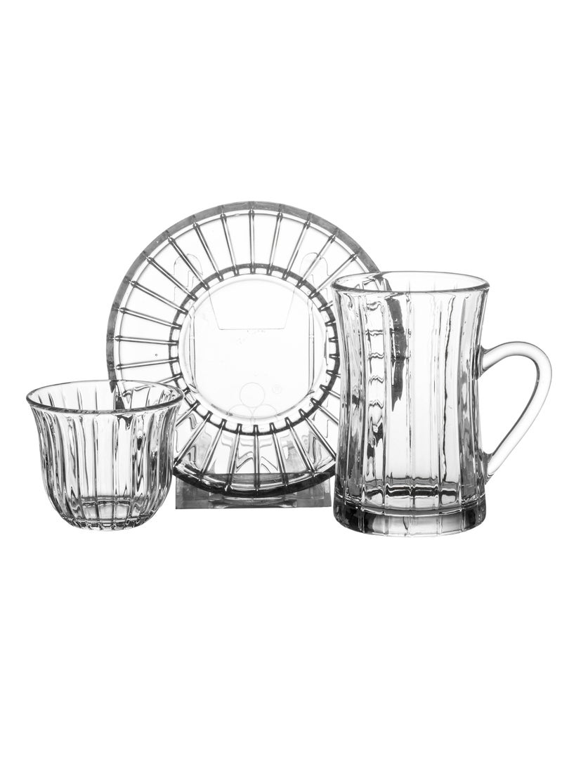 Dania Saudi tea and coffee set made of pure glass, consisting of 6 tea cups + 6 tea saucers + 6 Saudi coffee cups - Image 2