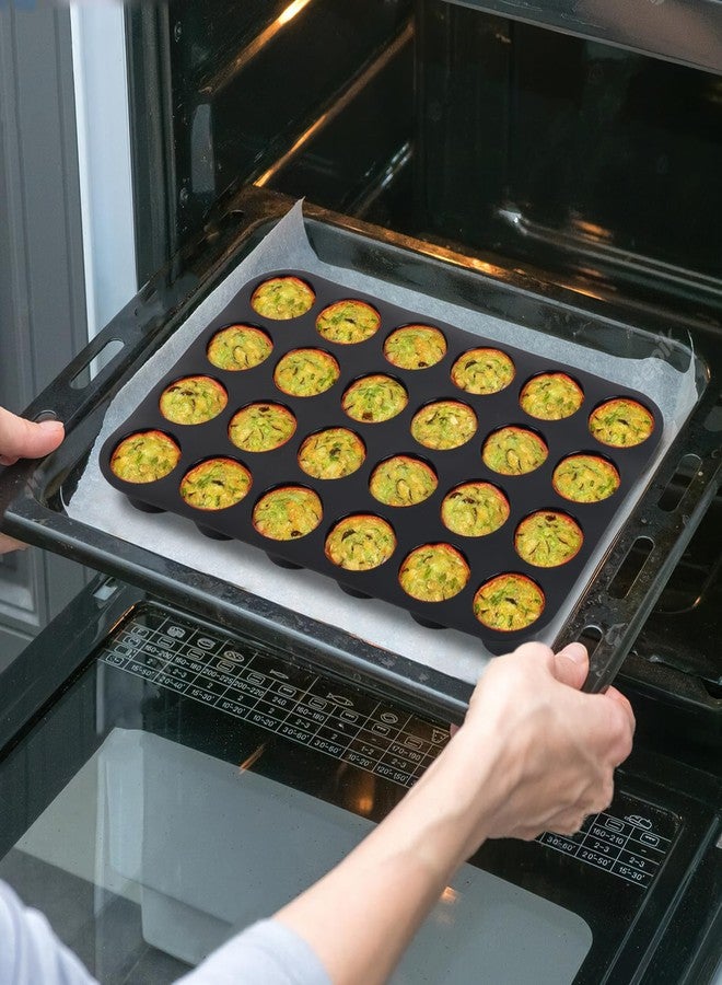 Inn Diary Silicone Muffin Pan for Baking 24 Cups Non-Stick Mini Cupcake Pan,BPA Free Silicone Baking Mold for Muffin Cupcake Egg Bite Maker 2 Pack,Black - Image 4