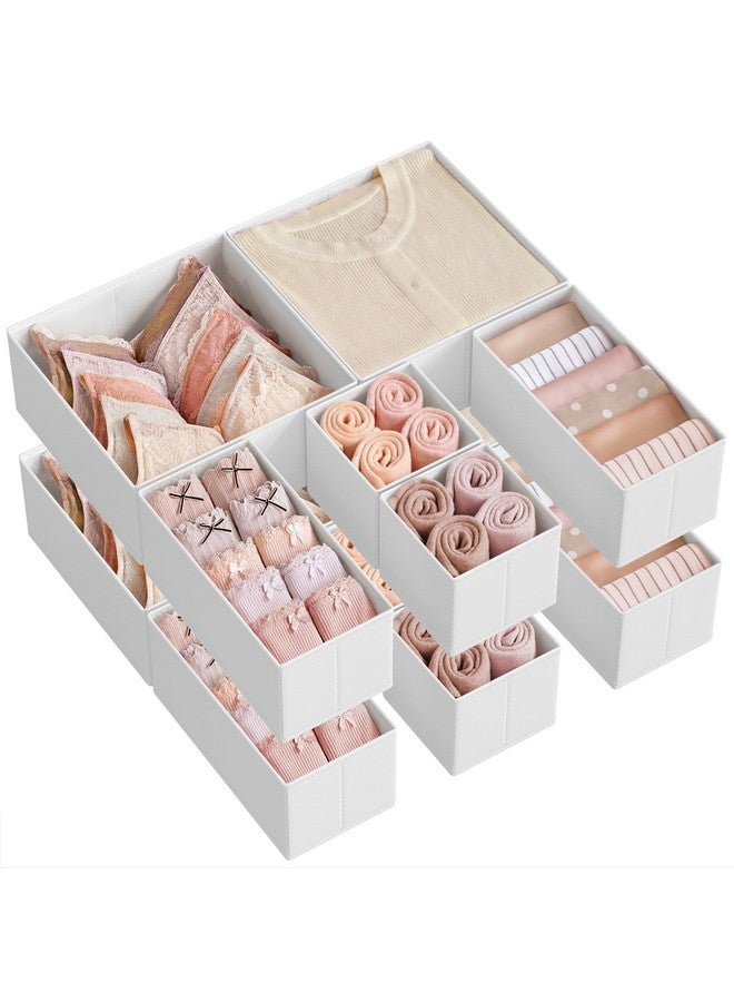 SONGMICS SONGMICS Drawer Organizer,Dresser Drawer Organizers, Set of 12, Foldable Fabric Storage Bins for Socks, Underwear, Bras, Ties, Scarves, Cloud White URDZ006W02  - Image 1