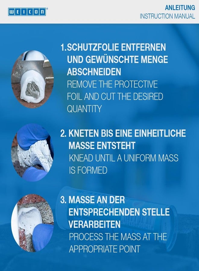 وايكون عصا إصلاح الخرسانة من WEICON | لاصق إيبوكسي خاص مكون من مكونين لإصلاحات سريعة على الأسطح الخرسانية والحجرية والسيراميك (115 جرامًا (4 أونصة)) - Image 3