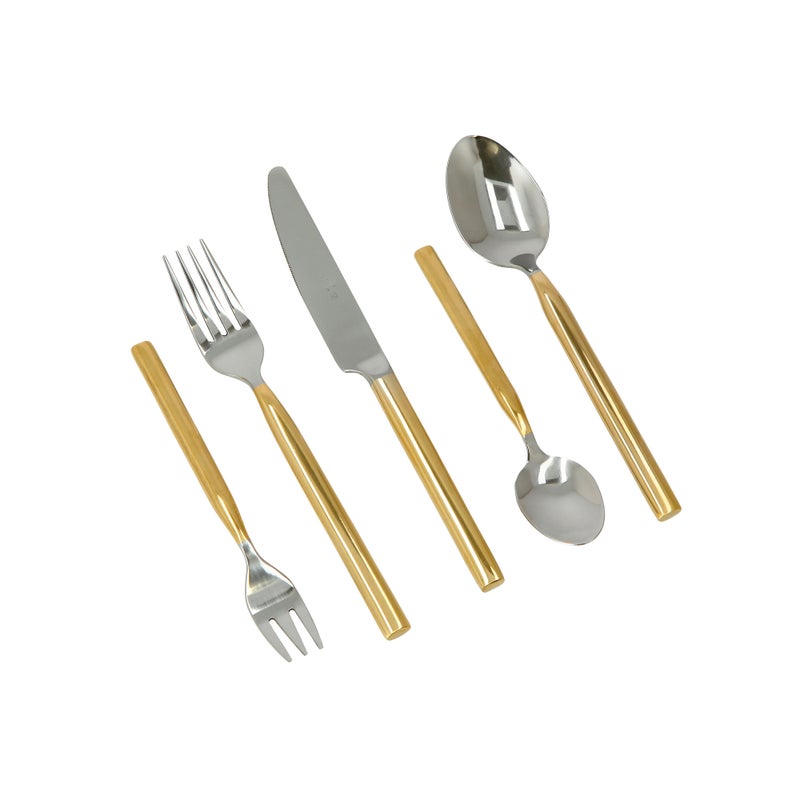 لا ميسا طقم أدوات المائدة من الستانلس ستيل من لا ميسا باللون الذهبي 20 قطعة - Image 4