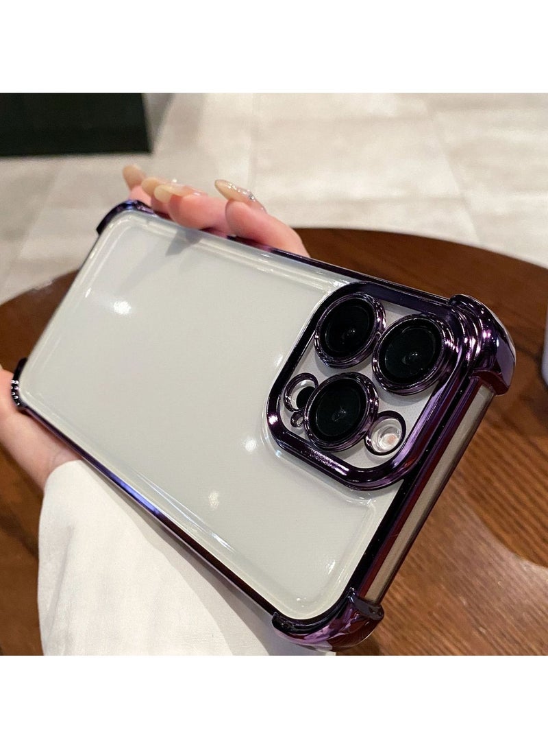 جراب هاتف محمول iPhone 16 مصنوع من مادة TPU الأرجوانية وحواف مطاطية ناعمة لمقاومة السقوط مع حماية كاملة لعدسة الكاميرا - Image 1