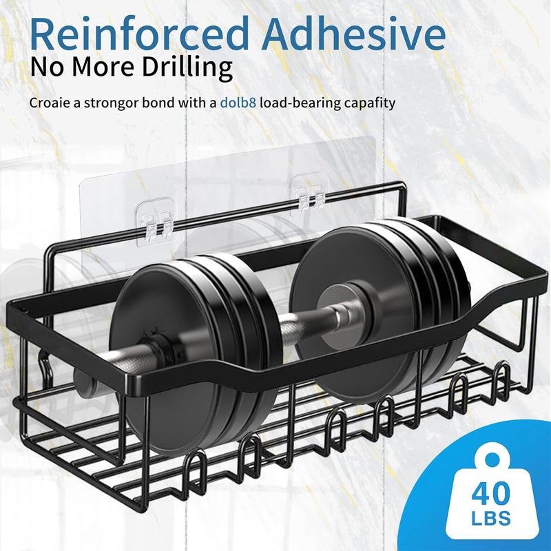 GIUOIDUO Premium Shower Caddy, 5-Pack Adhesive Shower Organizer, No Drill Bathroom Shelves, Rustproof Stainless Steel Shower Shelves for Inside Shower, Shampoo Holder, Shower Storage Rack, Matte Black - Image 4