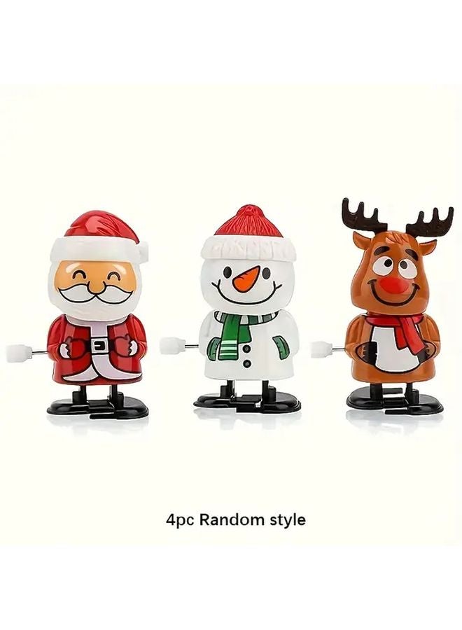 4 قطع من ألعاب الكرسمس الميكانيكية القديمة، ألعاب بلاستيكية ميكانيكية تقفز وتمشي - Image 1