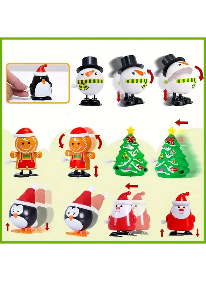 4 قطع من ألعاب الكرسمس الميكانيكية القديمة، ألعاب بلاستيكية ميكانيكية تقفز وتمشي - Image 4