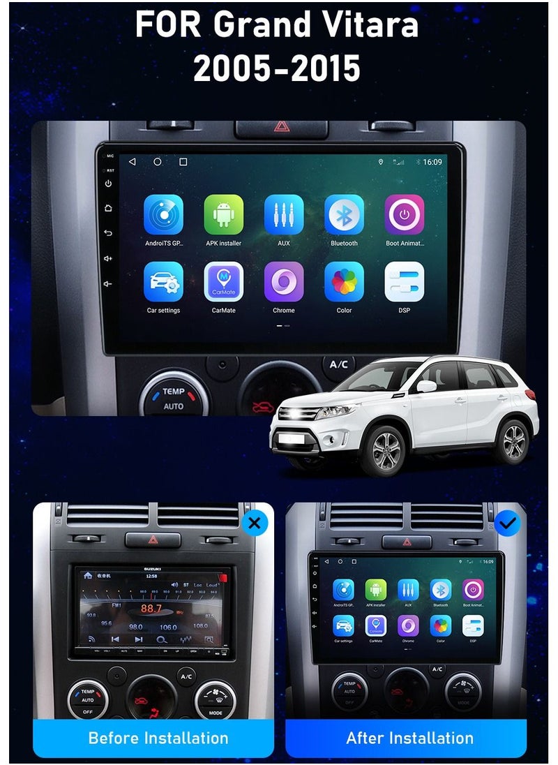 Android Screen For Suzuki Vitara 2005 To 2015 4GB RAM Support Apple Carplay Android Auto Wireless QLED Touch Screen AHD Camera Included SIM Card Support Bluetooth DSP