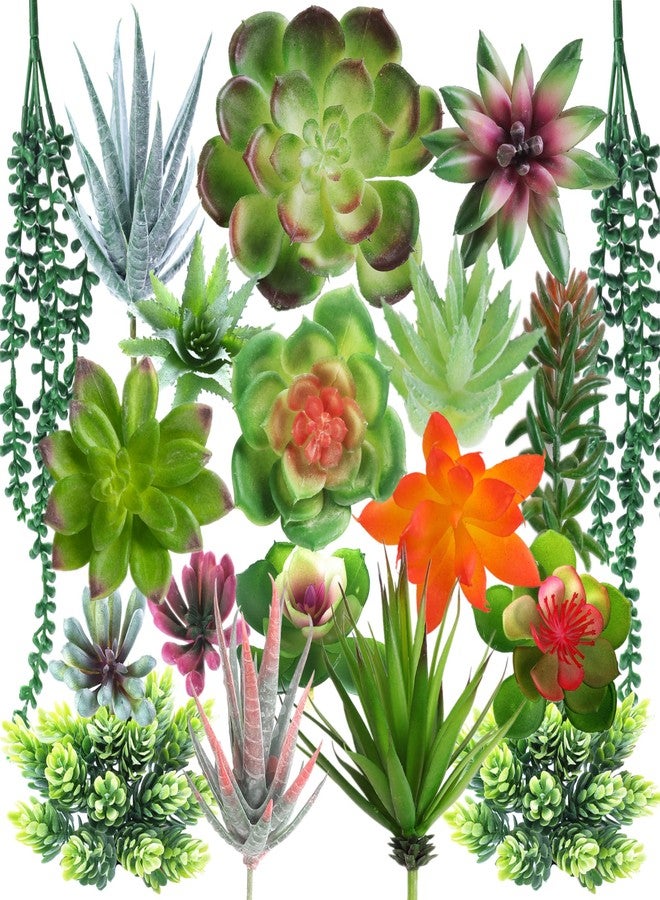 COTSEN 19 Pack Artificial Succulents Assorted Plants Fake Succulents Unpotted Hanging Succulent Aloe Vera False Cactus Succulent Family Office Garden Indoor Outdoor Decor - Image 1