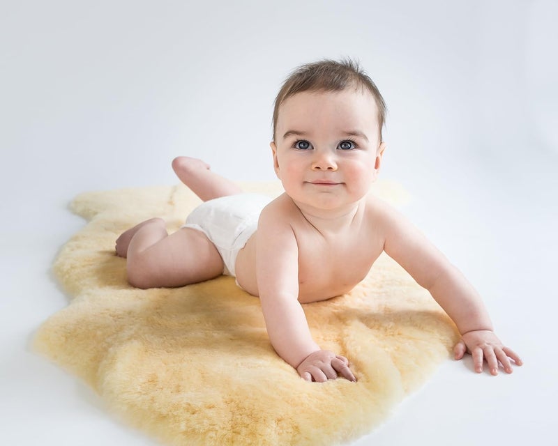 Woolino Sheepskin Luxuriously Soft Fluffy Rug for Bedroom, 100% Natural Australian Merino Wool Lambskin Baby Carpet - Flax - Image 2