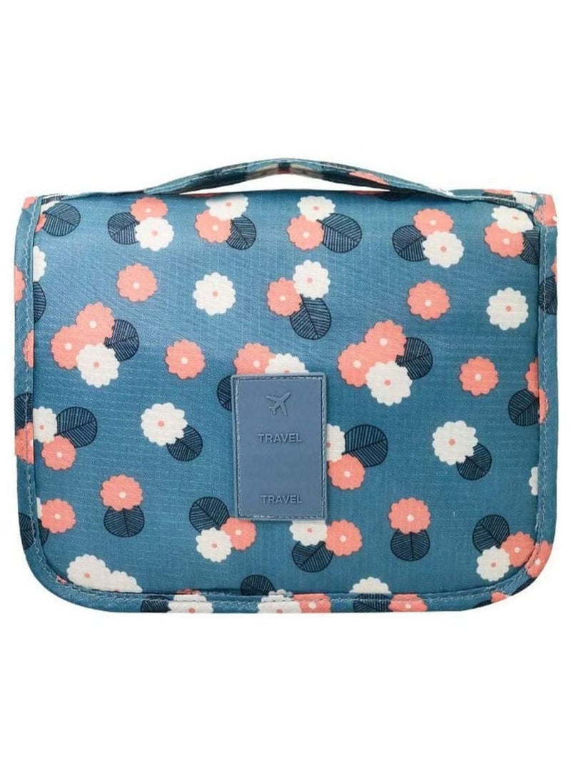 Rubik Portable Travel Makeup Bag, Cosmetic Organizer Make Up Artist Storage For Cosmetics, Makeup Brushes, Toiletry And Travel Accessories- Blue Flower - Image 2