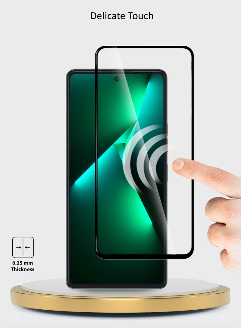 Wtech Oppo A5x 2025 / Tecno Pova 6 4G / Tecno Pova 6 Pro 5G 2024 Premium E2E Full Glue Full Cover Tempered Glass Screen Protector - (MSGECN) Clear/Black - Image 4