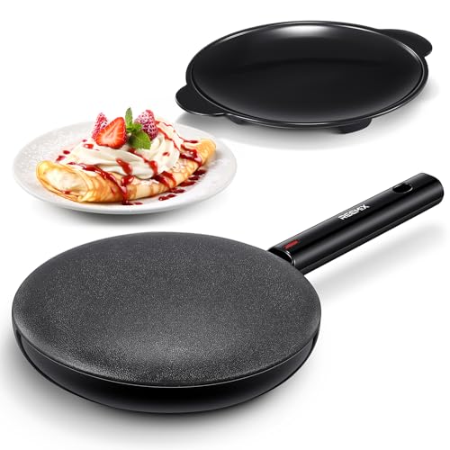 Reemix Electric Crepe Maker, 8 Inch Portable Crepe Maker Machine With Not-Stick Dipping Plate, Automatic Temperature Control, Nonstick Crepe Pan, Black (Black) - Image 1