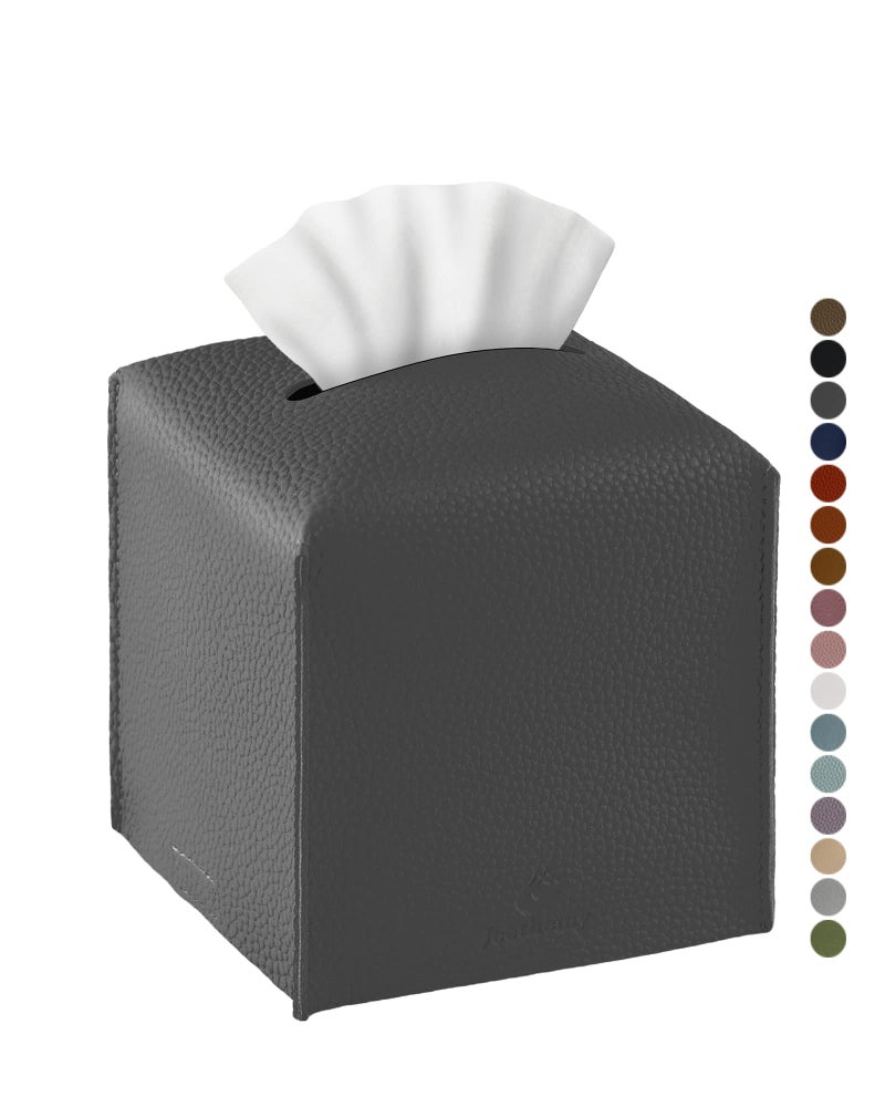 Jeethemy Tissue Box Cover Jeethemy Square PU Leather Tissue Box Holder Modern Tissue Case Facial Paper Organizer Dispenser5X5X5Single Charcoal