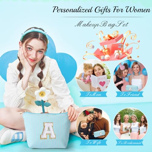 YOOLIFE Personalized Friend Birthday Gifts - 2 Pieces Makeup Bag Cosmetic Bags for Women Travel Makeup Bag Make up Bag with Small Makeup Bag Wedding Bridesmaid Gifts Teacher Gifts for Women Letter H - Image 5