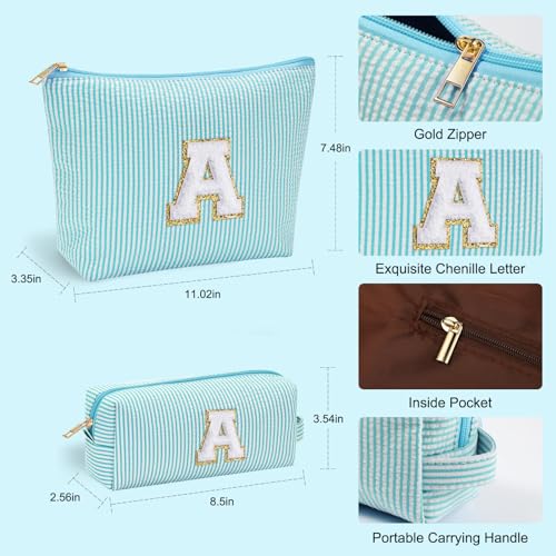 YOOLIFE Personalized Friend Birthday Gifts - 2 Pieces Makeup Bag Cosmetic Bags for Women Travel Makeup Bag Make up Bag with Small Makeup Bag Wedding Bridesmaid Gifts Teacher Gifts for Women Letter H - Image 3
