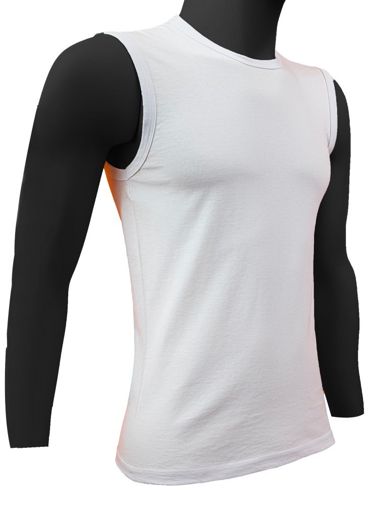 Textelo Pack of 6 Men's Under Shirt White 100% Cotton Vests Sport Lounge T-shirt Wide shoulder Made in Egypt - Image 2