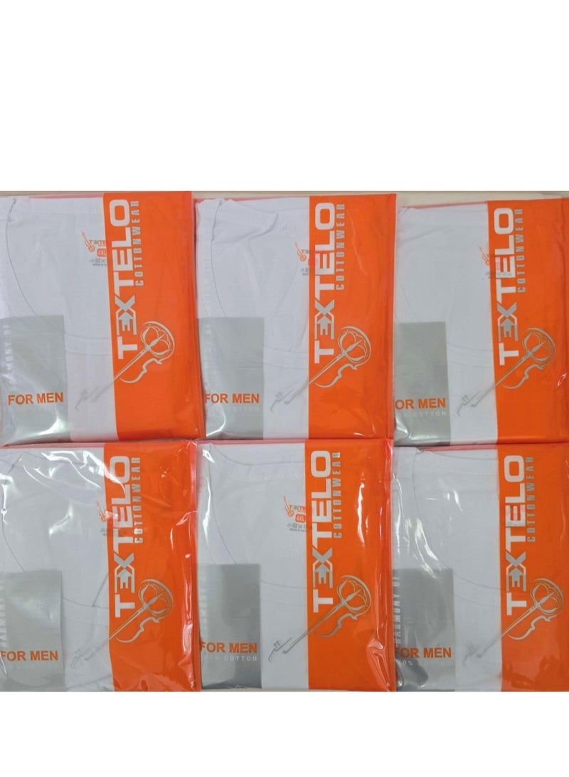 Textelo Pack of 6 Men's Under Shirt White 100% Cotton Vests Sport Lounge T-shirt Wide shoulder Made in Egypt - Image 3