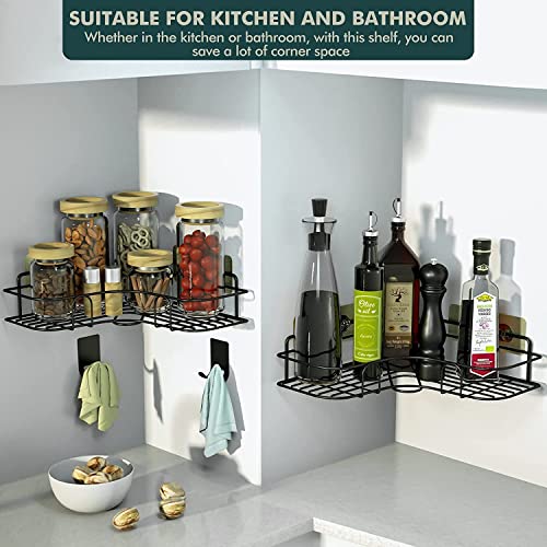 TECHNOVIBES Self-Adhesive Heavy Duty Metal Bathroom Storage Corner Rack, Shelf Organizer, Shampoo Holder for Bathroom Without Drill,Black,(Size:- 27cmX27cmX6) (Pack of 1) - Image 5