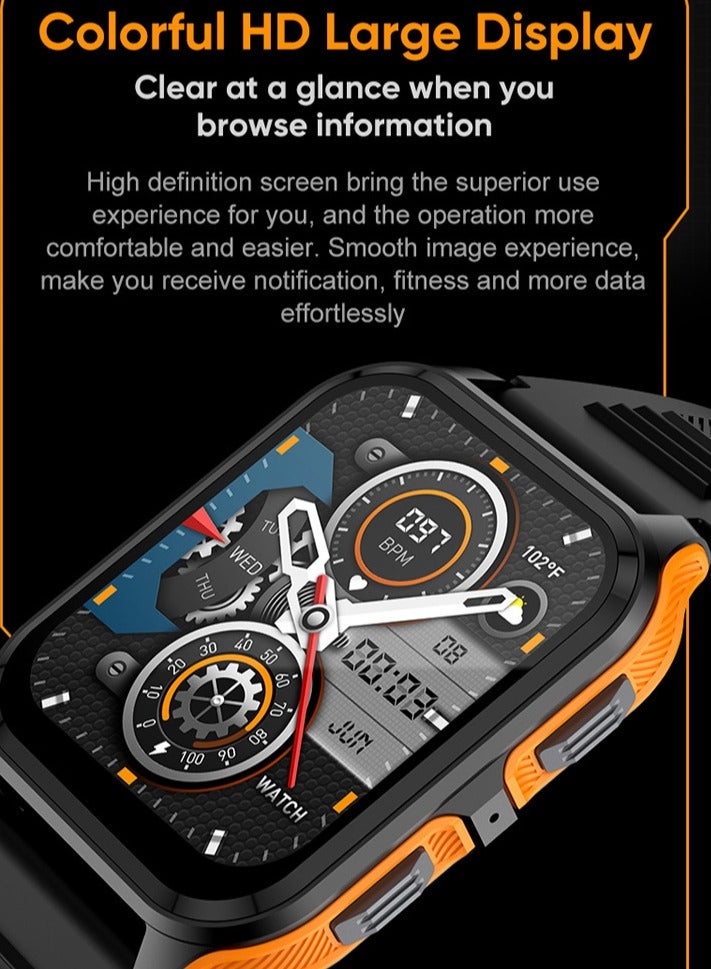 AROAQ P73 Smart Watch, 300mah Multifunction Fitness Tracker Watch With Bluetooth Call Voice Assistant, Colorful Hd Large Display Smart Bracelet Sports Watch, (Orange Color) - Image 4