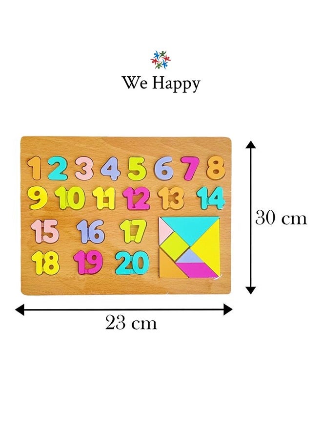 We Happy 28 Pieces Wooden Learning 123 Puzzle, Early Education Activity Numbers Board Toy for Toddlers  - Image 2