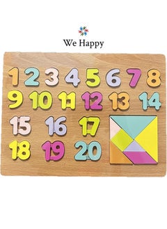 We Happy 28 Pieces Wooden Learning 123 Puzzle, Early Education Activity Numbers Board Toy for Toddlers  - Image 3