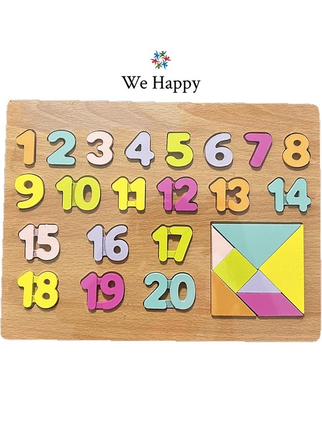 We Happy 28 Pieces Wooden Learning 123 Puzzle, Early Education Activity Numbers Board Toy for Toddlers  - Image 3