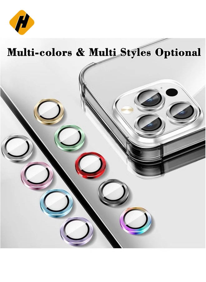 HuHa Camera Lens Protector for iPhone 16 Pro/iPhone 16 Pro Max – Tempered Glass Camera Cover with Automatic Alignment Metal Rings, HD Anti-Scratch Protection – Silver  - Image 2