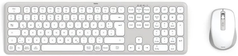 Hama مجموعة لوحة مفاتيح وفأرة لاسلكية Hama WKM-550 - اتصال مزدوج USB 2.4GHz وبلوتوث - توصيل 3 أجهزة فأرة ضوئية مريحة - متوافقة مع اللابتوب والكمبيوتر المكتبي والتابلت وأندرويد - أبيض - Image 1
