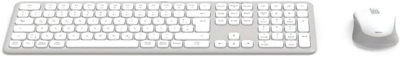 Hama مجموعة لوحة مفاتيح وفأرة لاسلكية Hama WKM-550 - اتصال مزدوج USB 2.4GHz وبلوتوث - توصيل 3 أجهزة فأرة ضوئية مريحة - متوافقة مع اللابتوب والكمبيوتر المكتبي والتابلت وأندرويد - أبيض - Image 5