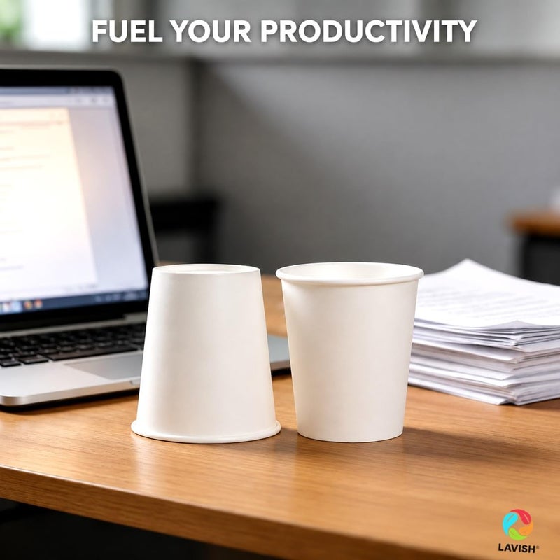 Lavish Heavy Duty White Paper Cups, 2.5Oz, Pack of 100, Disposable Coffee, Tea & Qahwa Cups, Leak-Resistant Beverage Cups for Hot & Cold Drinks, Ideal for Home, Office, Parties, Catering & Takeaway - Image 5